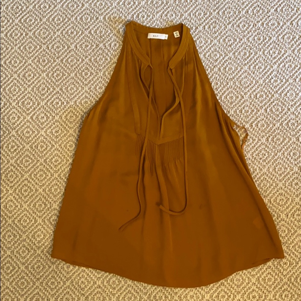 A.L.C smocked tassel blouse